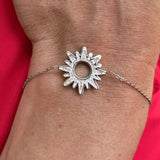 Bracelet acier, soleil résine et strass