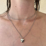 Collier acier double rang avec pendentif coeur