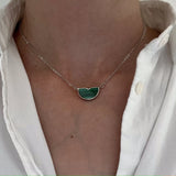 Collier acier pierre malachite véritable