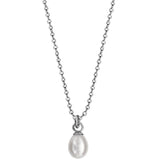 Collier argent rhodié perle de culture d'eau douce poire 6mm blanche 42+3cm