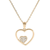 Collier plaqué or pendentif coeur evidé petit coeur oxydes blancs sertis