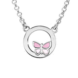 Collier  argent rhodié cercle avec papillon