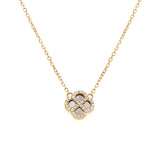 Collier argent doré pendentif trèfle nacre blanche et oxydes