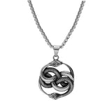 Collier acier gros pendentif patiné serpent