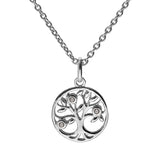 Collier argent rhodié arbre de vie oxydes blancs sertis