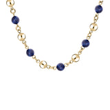 Collier acier et pvd jaune marseillais boules oeil de tigre bleu véritable