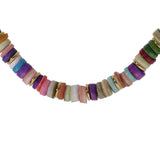 Collier acier doré rondelles coquillage teinté multicolore