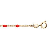 Bracelet argent et dorure jaune perles résine rouge