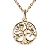 Collier plaqué or arbre de vie oxydes blancs sertis