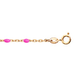 Bracelet argent et dorure jaune perles résine rose fluo