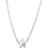 Collier argent rhodié etoile avec résine bleue