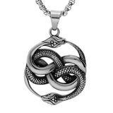 Collier acier gros pendentif patiné serpent