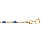 Bracelet argent et dorure jaune perles résine bleu foncé