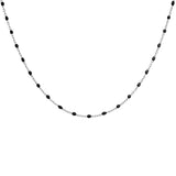 Collier argent rhodié perles résine noire 40+5cm