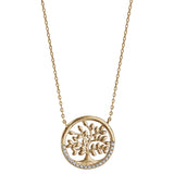 Collier plaqué or arbre de vie oxydes blancs sertis