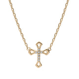 Collier plaqué or croix oxydes blancs sertis