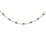 Collier argent rhodié perles résine verte 40+5cm