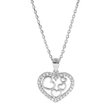 Collier argent rhodié pendentif coeur contour oxydes blancs sertis 40+5cm