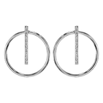 Boucles d'oreilles acier cercle et barrette résine blanche et strass - Olyci Bijoux