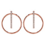 Boucles d'oreilles acier cercle et barrette résine blanche et strass - Olyci Bijoux