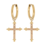 Boucles d'oreilles acier croix résine et pierres synthétiques - Olyci Bijoux