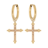 Boucles d'oreilles acier croix résine et pierres synthétiques - Olyci Bijoux