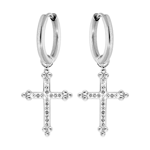 Boucles d'oreilles acier croix résine et pierres synthétiques - Olyci Bijoux