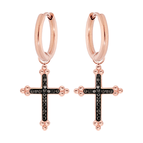 Boucles d'oreilles acier croix résine et pierres synthétiques - Olyci Bijoux