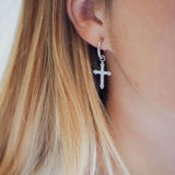 Boucles d'oreilles acier croix résine et pierres synthétiques - Olyci Bijoux