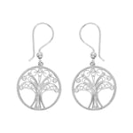 Boucles d'oreilles argent rhodié crochet arbre de vie filigrane et oxydes blancs sertis - Olyci Bijoux