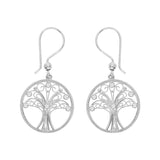 Boucles d'oreilles argent rhodié crochet arbre de vie filigrane et oxydes blancs sertis - Olyci Bijoux