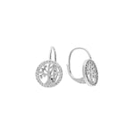 Boucles d'oreilles argent rhodié dormeuse arbre de vie oxydes blancs sertis - Olyci Bijoux