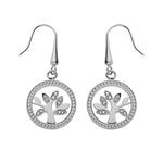 Boucles d'oreilles crochet acier ronde arbre de vie oxydes blancs - Olyci Bijoux