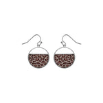 Boucles d'oreilles crochet acier ronde avec résine leopard - Olyci Bijoux