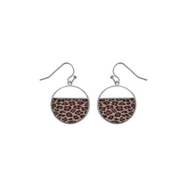 Boucles d'oreilles crochet acier ronde avec résine leopard - Olyci Bijoux