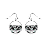 Boucles d'oreilles crochet acier ronde résine et nacre - Olyci Bijoux