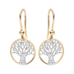 Boucles d'oreilles crochet argent et dorure jaune arbre de vie granité - Olyci Bijoux