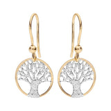 Boucles d'oreilles crochet argent et dorure jaune arbre de vie granité - Olyci Bijoux