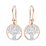 Boucles d'oreilles crochet argent et dorure rose arbre de vie granité - Olyci Bijoux