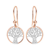 Boucles d'oreilles crochet argent et dorure rose arbre de vie granité - Olyci Bijoux