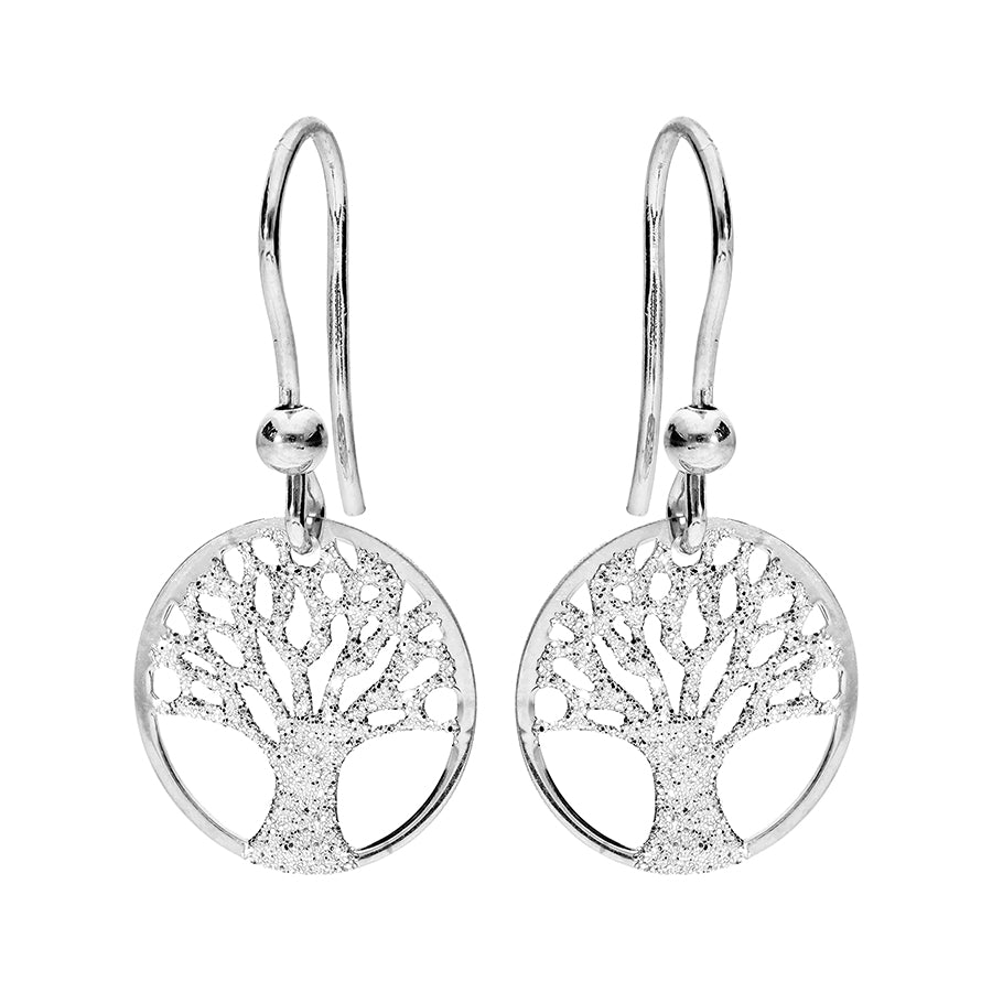 Boucles d'oreilles crochet argent rhodié arbre de vie granité - Olyci Bijoux