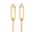 Boucles d'oreilles pendantes acier, deux mailles rectangulaires - Olyci Bijoux