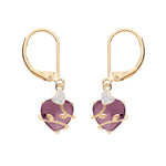 Boucles d'oreilles plaqué or coeur oxyde violet avec volute - Olyci Bijoux