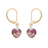 Boucles d'oreilles plaqué or coeur oxyde violet avec volute - Olyci Bijoux