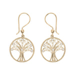 Boucles d'oreilles plaqué or crochet arbre de vie filigrane et oxydes blancs sertis - Olyci Bijoux