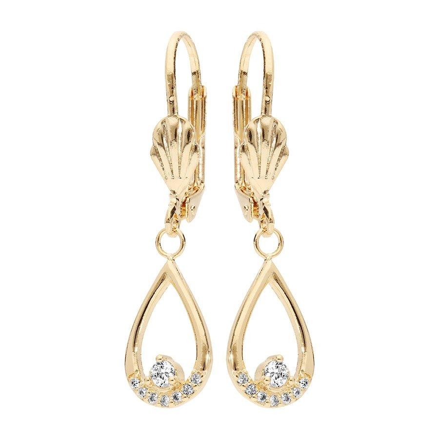 Boucles d'oreilles plaqué or dormeuse oxyde blancs sertis - Olyci Bijoux