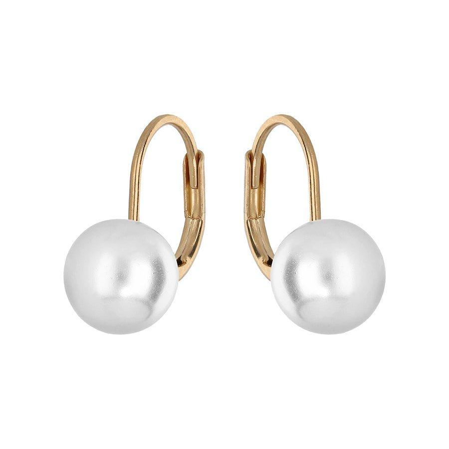 Boucles d'oreilles plaqué or dormeuse perle imitation blanche - Olyci Bijoux