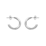 Boucles d'oreilles tige acier demi créoles avec oxydes blancs - Olyci Bijoux