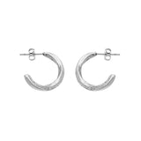 Boucles d'oreilles tige acier demi créoles avec oxydes blancs - Olyci Bijoux