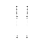 Boucles d'oreilles tige acier pendante avec oxydes blancs sertis clos - Olyci Bijoux